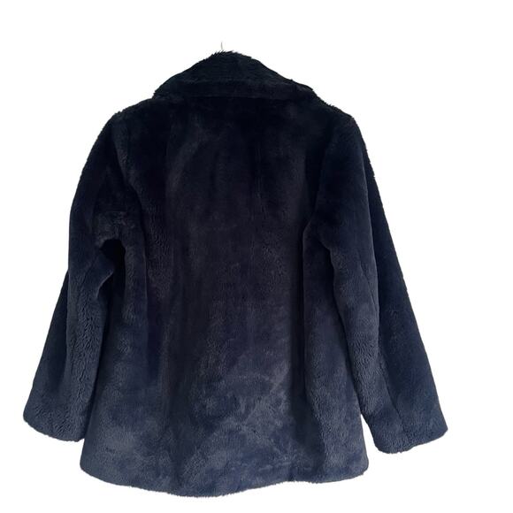 Banana Republic Faux Fur Coat Navy Blue Size XS Statement Chic Teddy Lux Jacket - Picture 4 of 12
